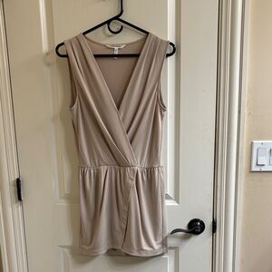 BCBGeneration Beige Sleeveless Wrap Romper